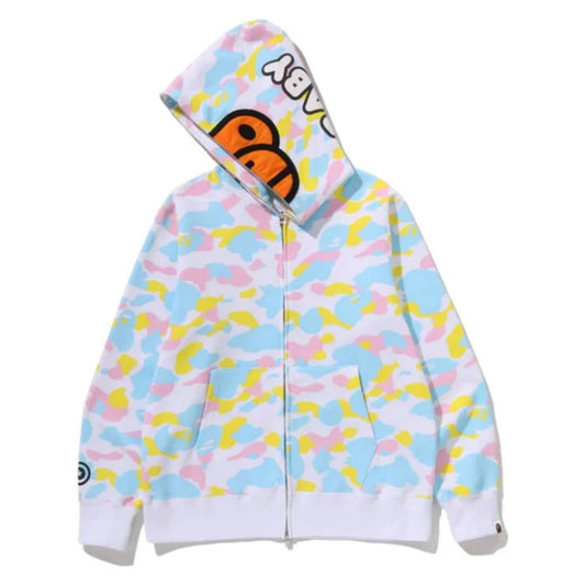 BAPE New Multi Camo Baby Milo Regular Fit Full Zip Hoodie (WHITE)