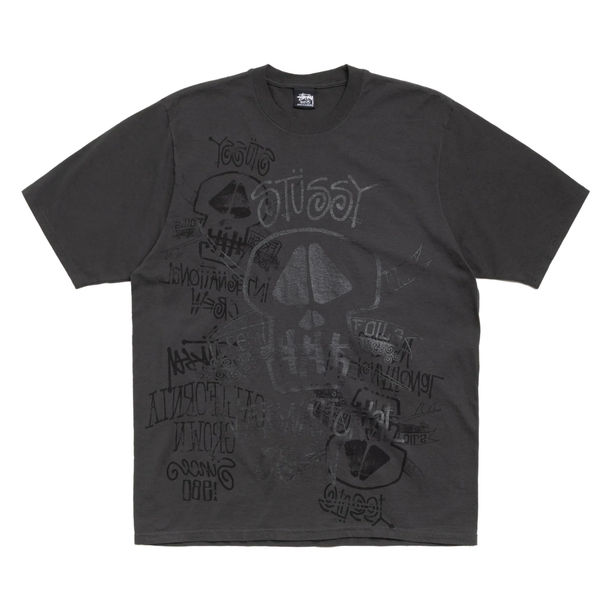 Stussy T恤 骷髅头 水洗染色(黑色)