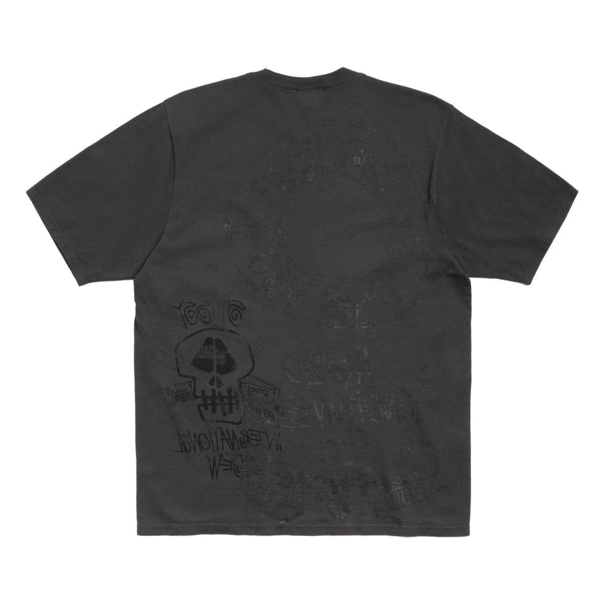 Stussy T恤 骷髅头 水洗染色(黑色)