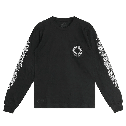 Chrome Hearts Floral Horseshoe L/S T-Shirt (BLACK)