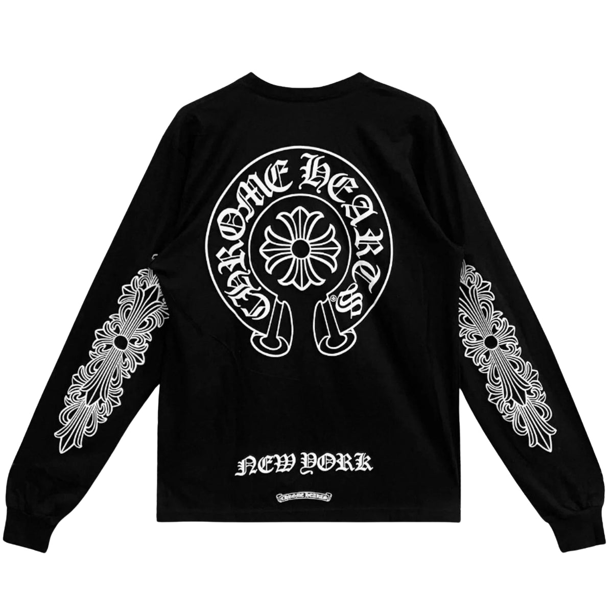 Chrome Hearts New York Floral Horseshoe L/S T-Shirt (BLACK)