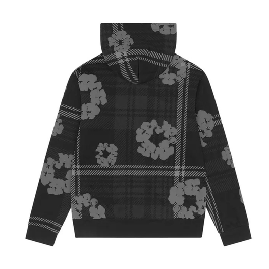 Denim Tears Plaid Cotton Wreath Zip Up Hoodie (BLACK)