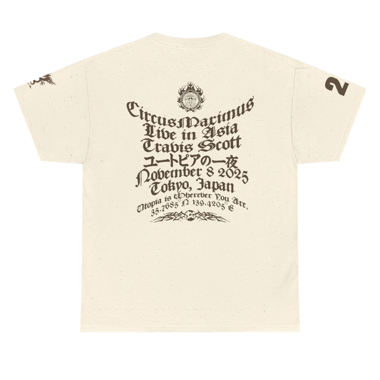 Travis Scott Merch Asia Tour 2025 Maximus In Tokyo Tee (WHITE)