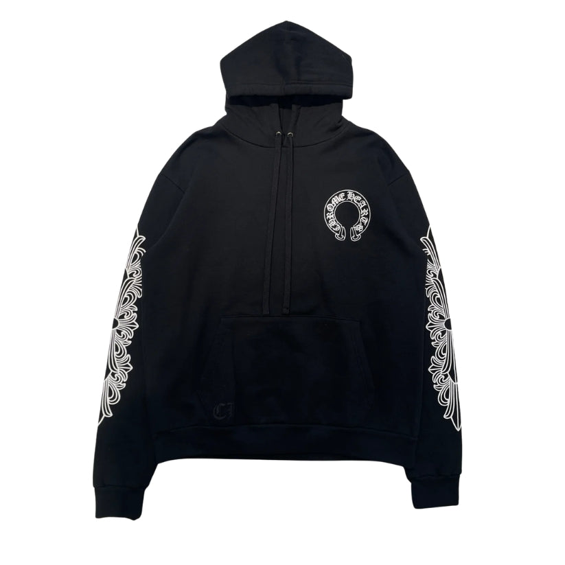 Chrome Hearts Horseshoe Floral Hoodie (BLACK)