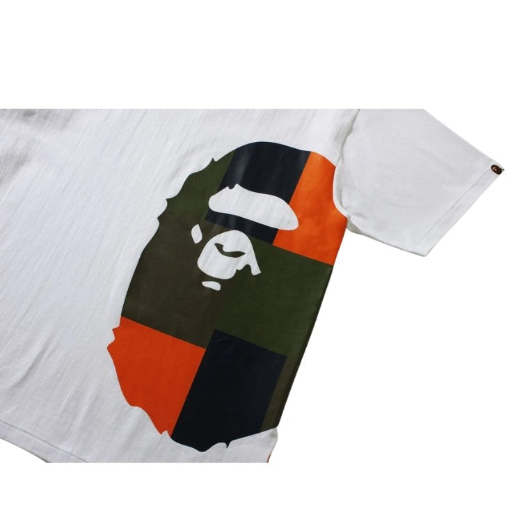 BAPE 撞色拼接大猿人头T恤 (白色/橙色)