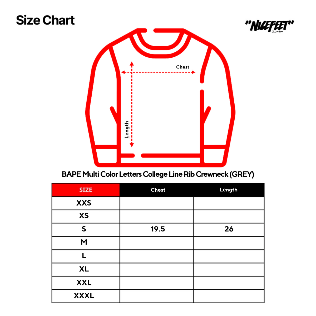 BAPE Multi Color Letters College Line Rib Crewneck (GREY)