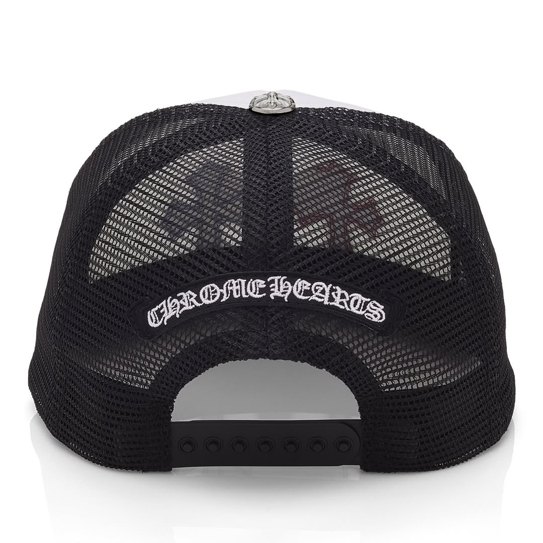 Chrome Hearts Red White Blue Triple Cross Trucker Hat (BLACK/WHITE)
