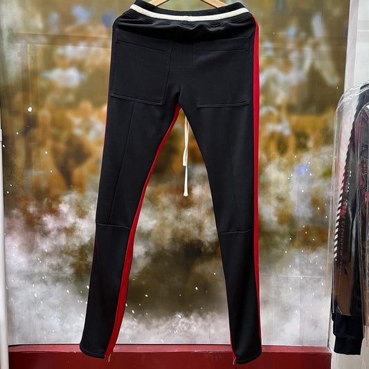 Fear Of God Drawstring Stripe Track Pants (BLACK RED)
