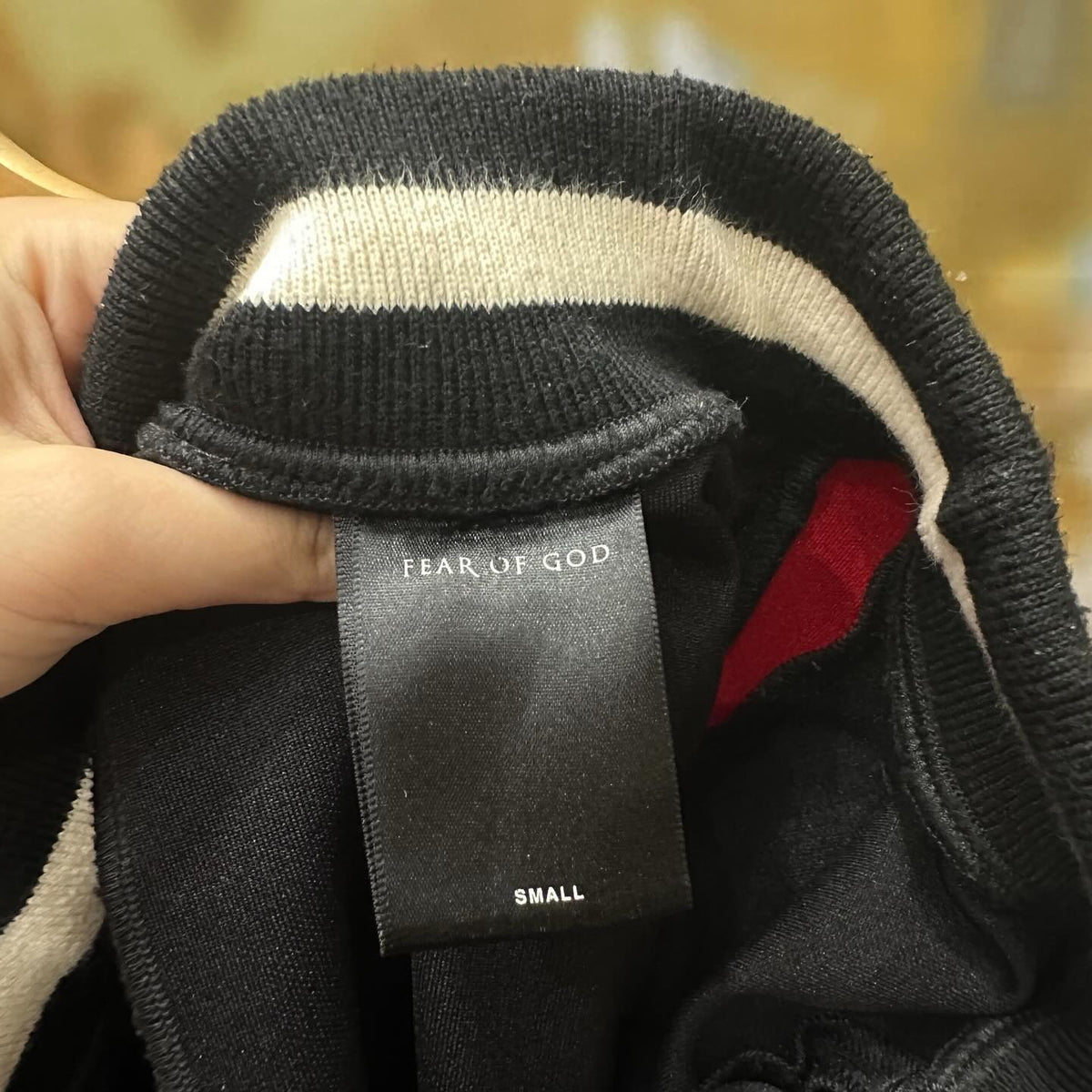 Fear Of God Drawstring Stripe Track Pants (BLACK RED)