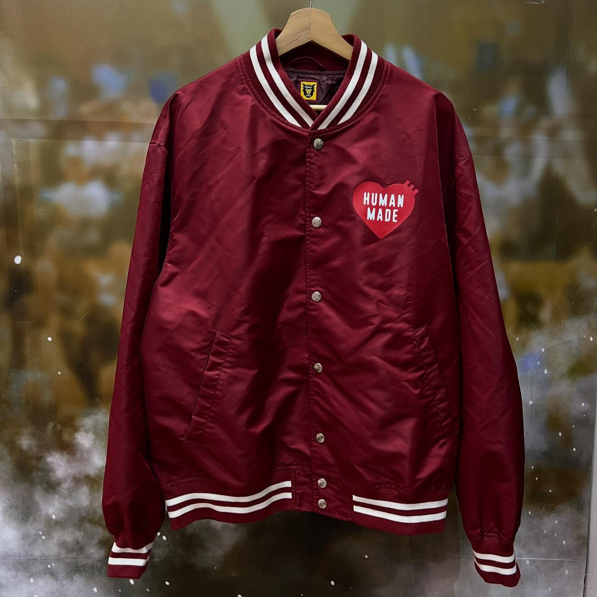 Human Made Nylon Stadium Jacket Burgundy FW22