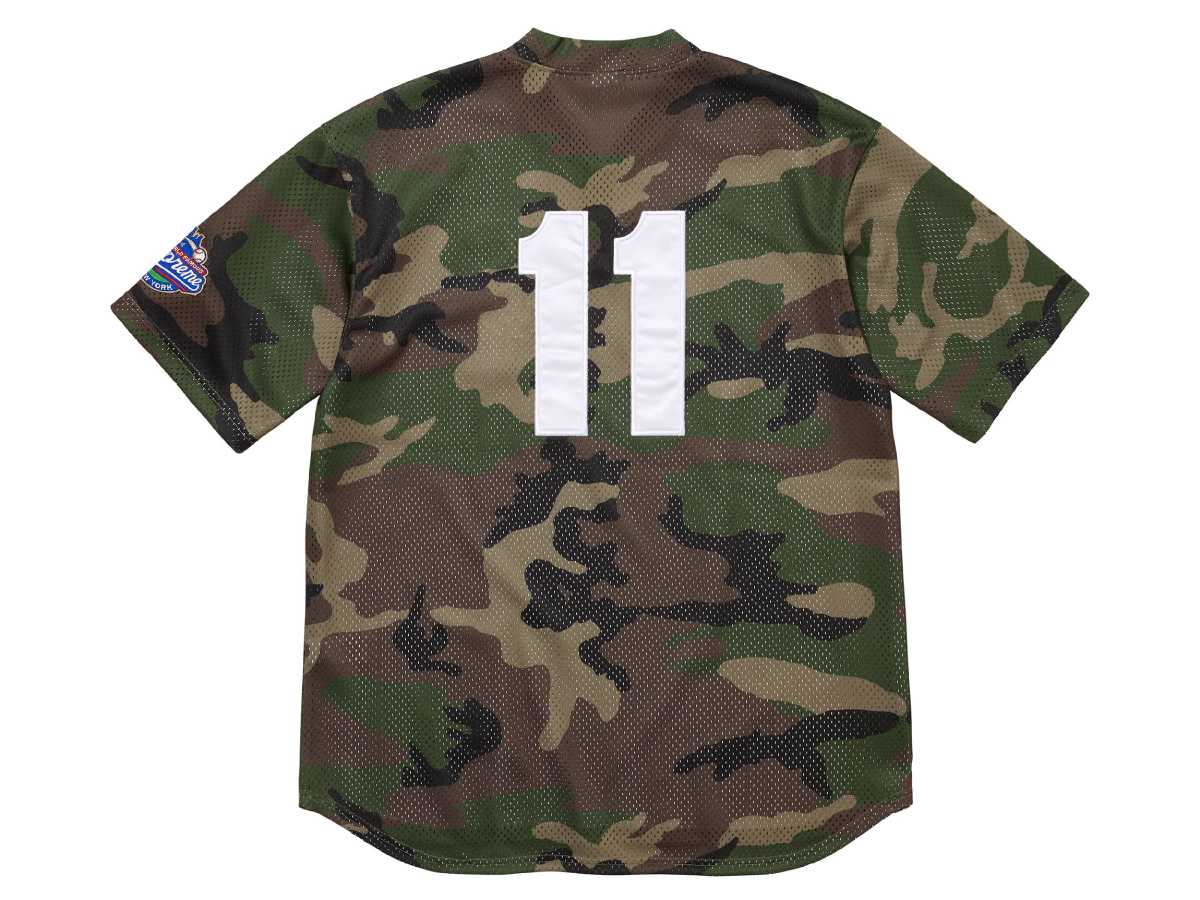 Supreme S logo Baseball Henley (WOODLAND CAMO)