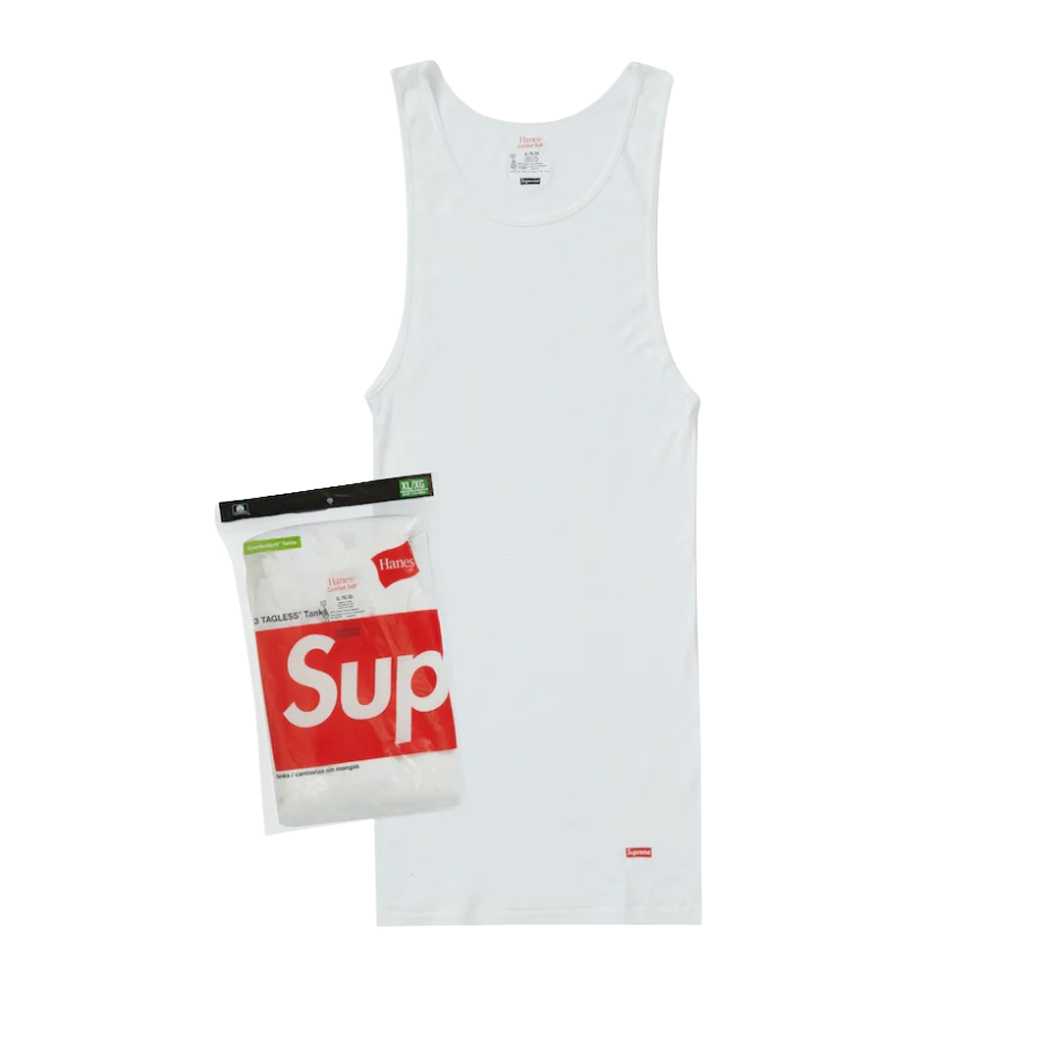 Supreme Hanes Tagless Tank Tops 3 Pack (WHITE)