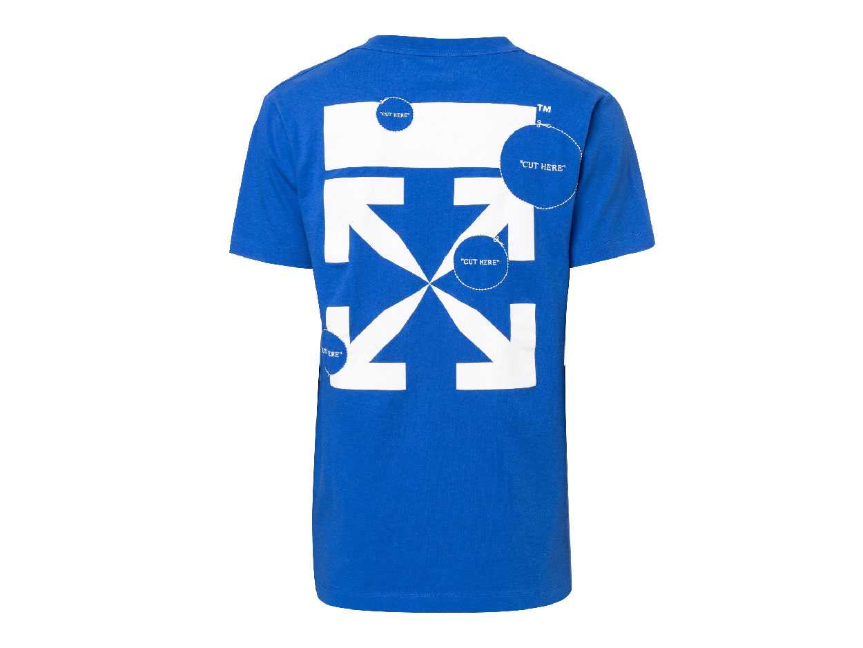 OFF-WHITE Slim Fit Cut here S/S T-Shirt (BLUE)