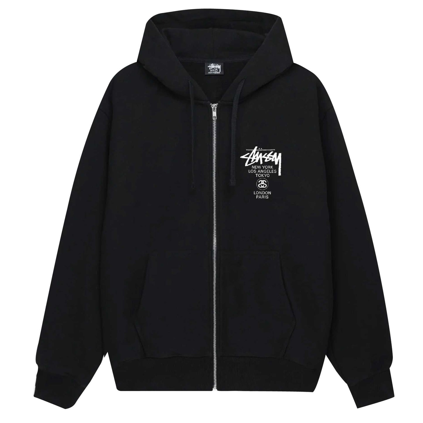 Stussy Zip Hoodie World Tour 2024 (สีดำ)