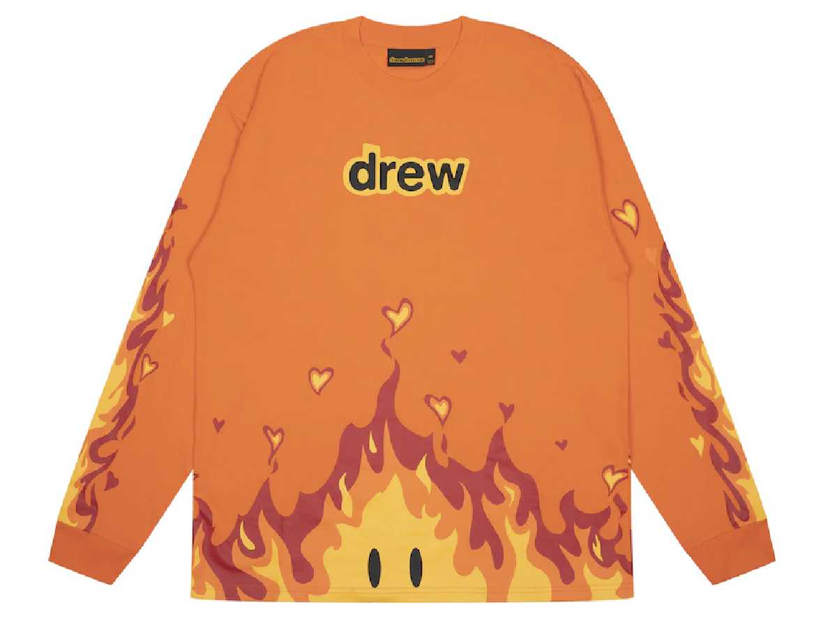 drew house fire secret L/S tee (ORANGE)