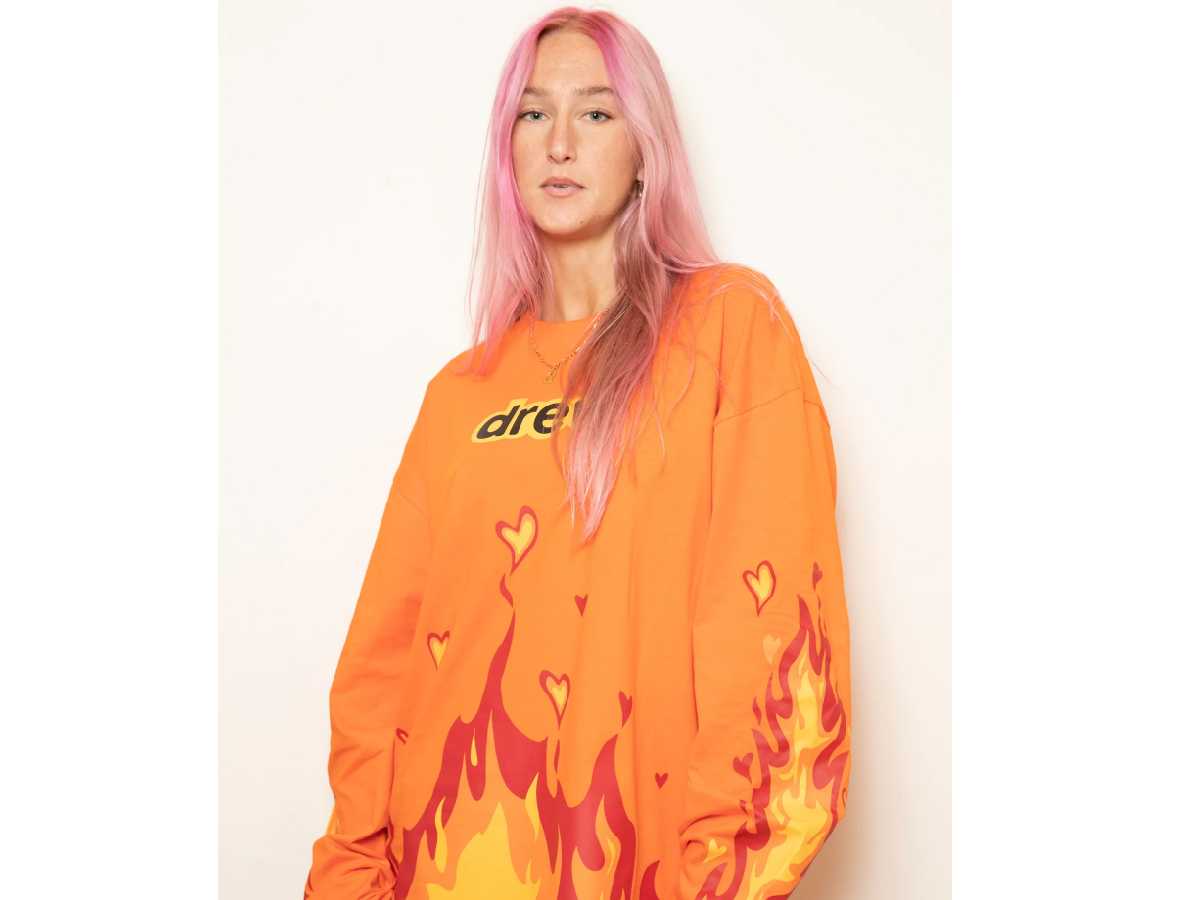 drew house fire secret L/S tee (ORANGE)