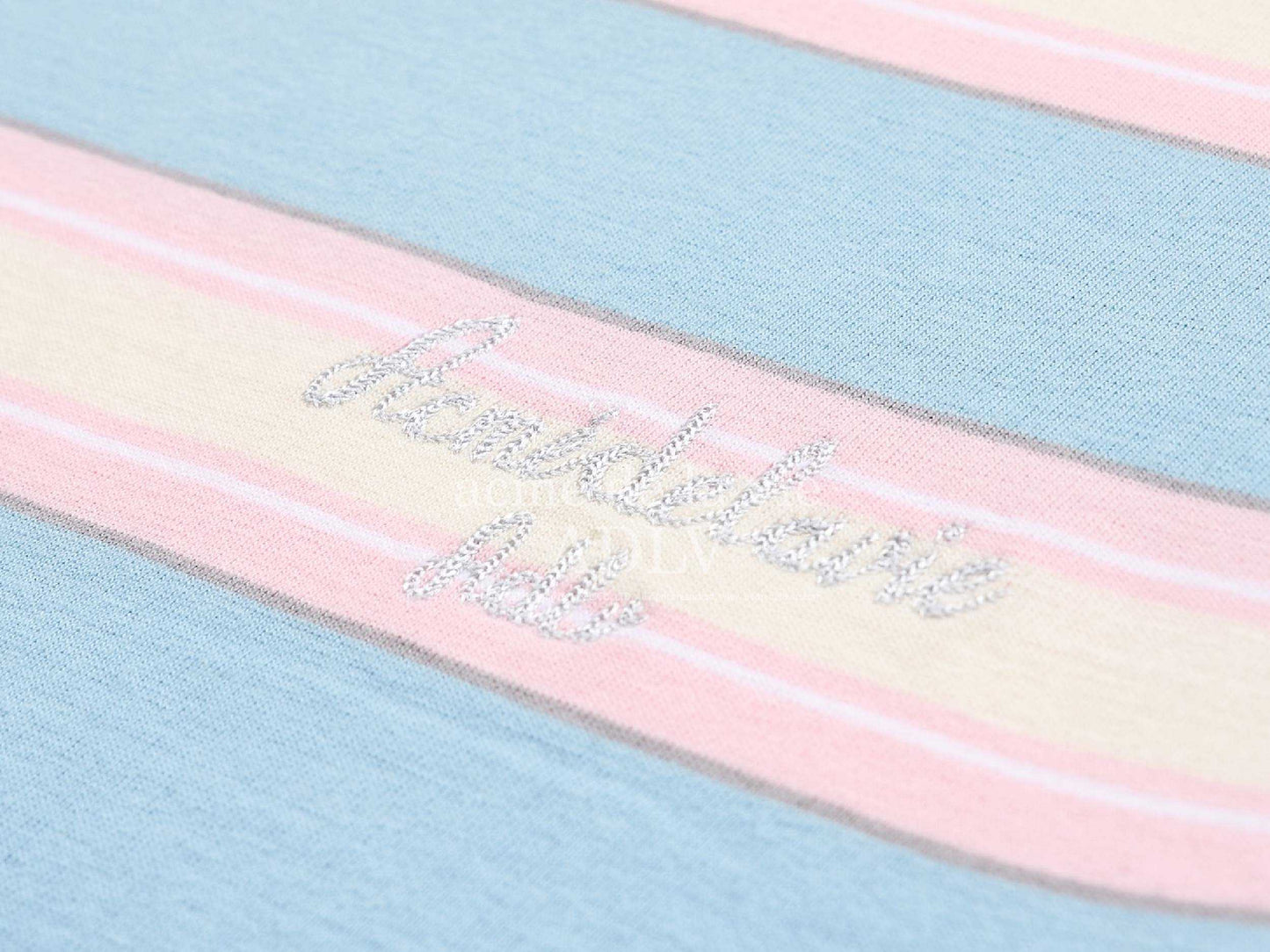 acmé de la vie SCRIPT LOGO STRIPE Short Sleeve T-Shirt (SKYBLUE)