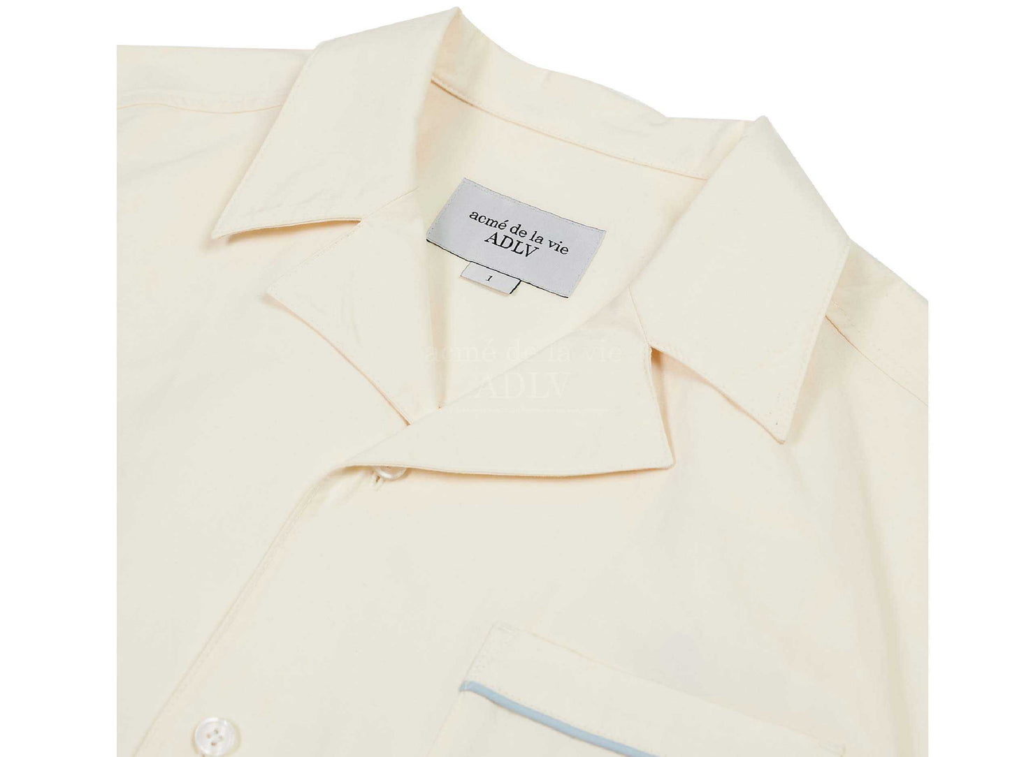 acmé de la vie SCRIPT LOGO OPEN COLLAR Shirt (CREAM)