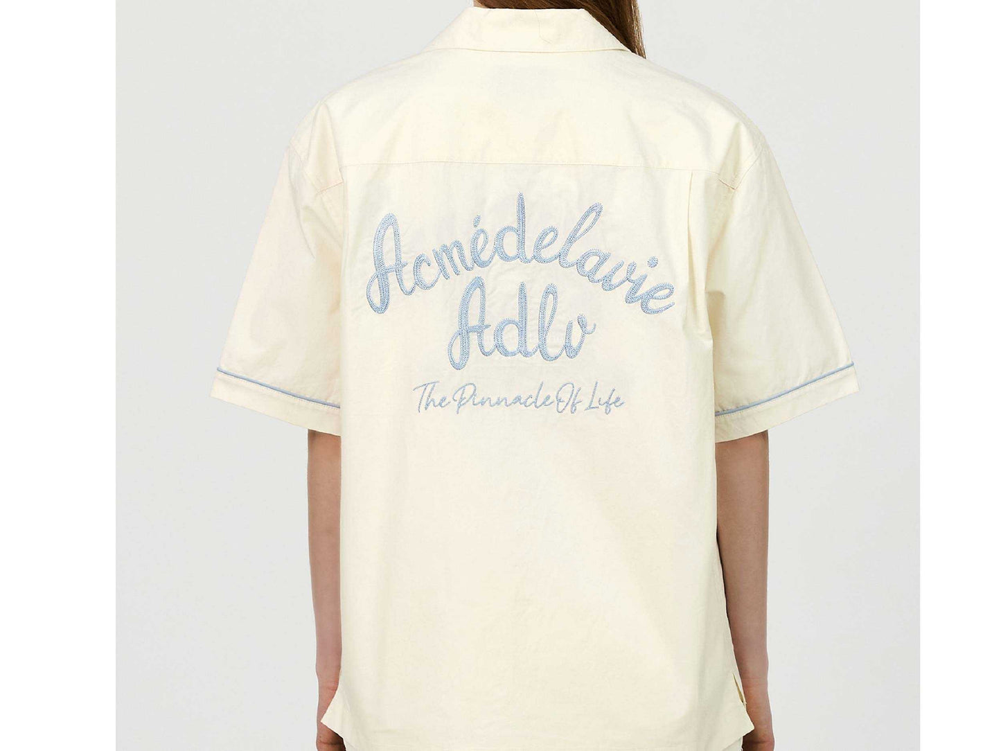 acmé de la vie SCRIPT LOGO OPEN COLLAR Shirt (CREAM)
