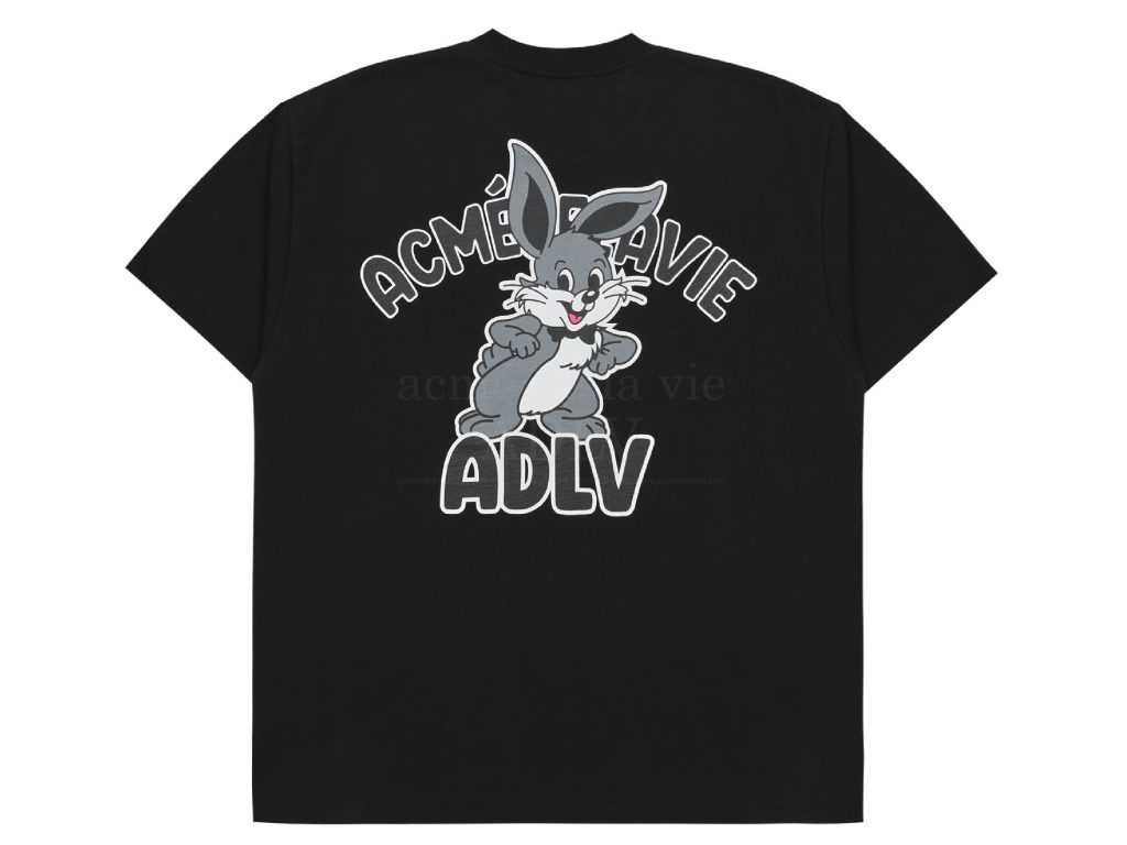 acmé de la vie CARTOON RABBIT Short Sleeve T-Shirt (BLACK)