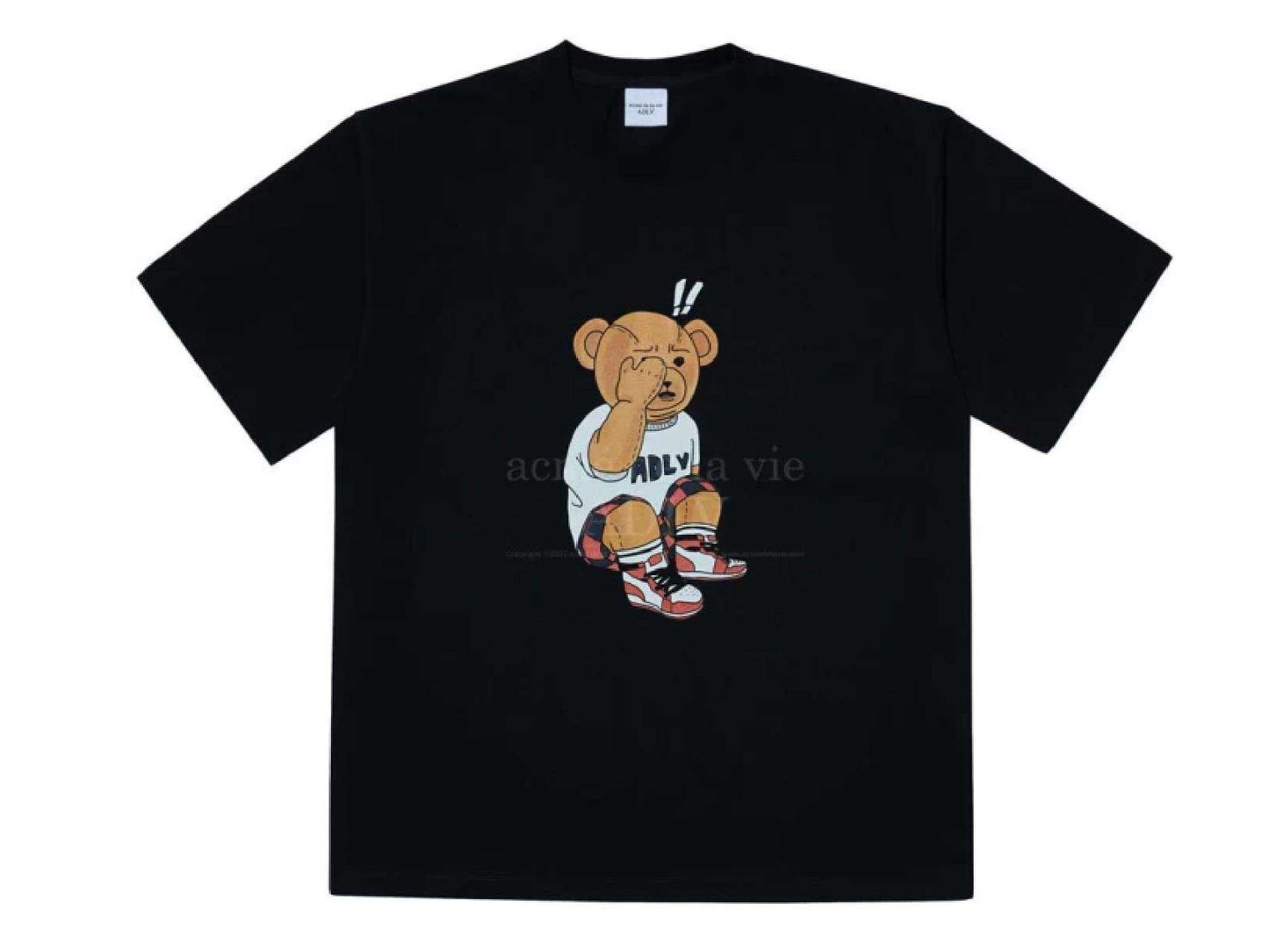 acmé de la vie CHECK PANTS BEAR Short Sleeve T-Shirt (BLACK)