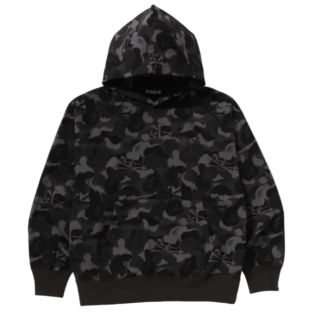 BAPE X MMJ Skull Camo Relaxed pullover Hoodie (BLACK)
