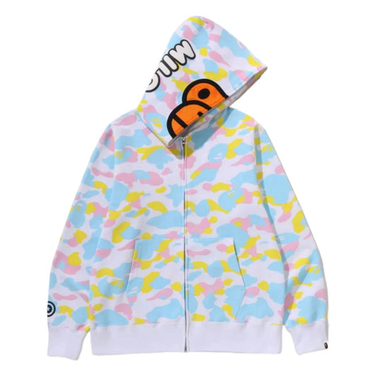BAPE New Multi Camo Baby Milo Regular Fit Full Zip Hoodie (WHITE)