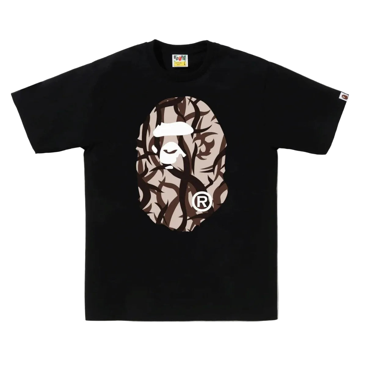 BAPE Trial Camo Big Ape Head Tee (BLACK/BEIGE)