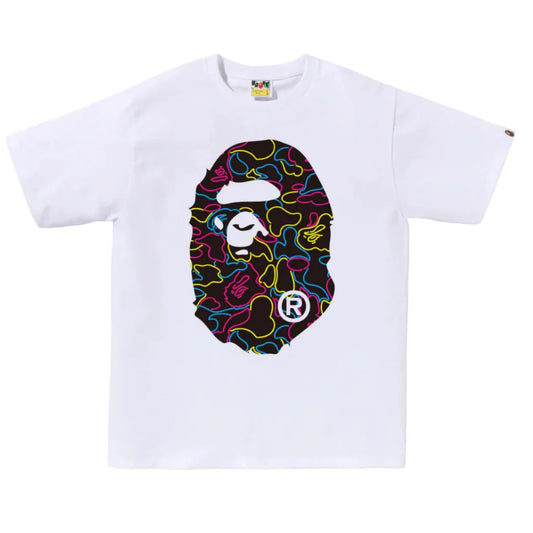 BAPE Neon Camo Big Ape Head Tee (WHITE)
