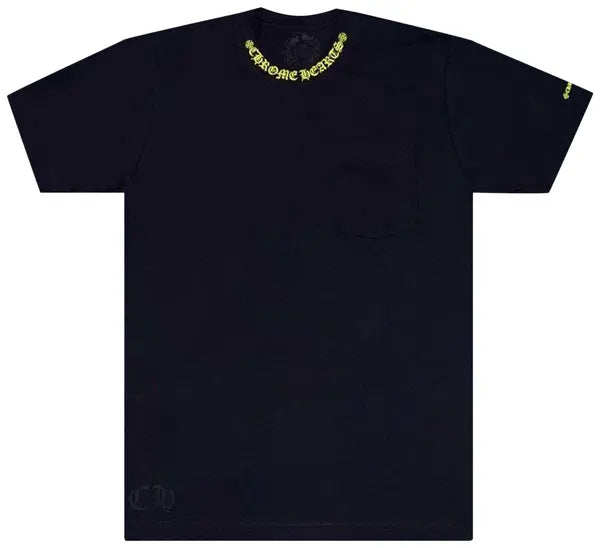 Chrome Hearts Neck Logo T-Shirt (BLACK/NEON YELLOW)