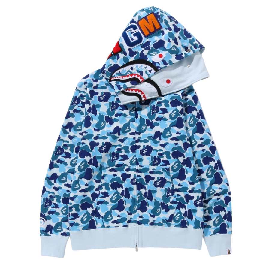 BAPE ABC Camo Double Shark Full Zip Hoodie (BLUE)