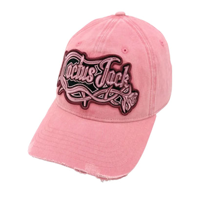 Travis Scott Cactus Jack Distressed Pink Patch Logo Hat (PINK)