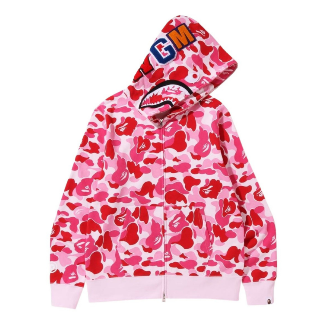 BAPE Abc Camo Shark Full Zip Hoodie (PINK)