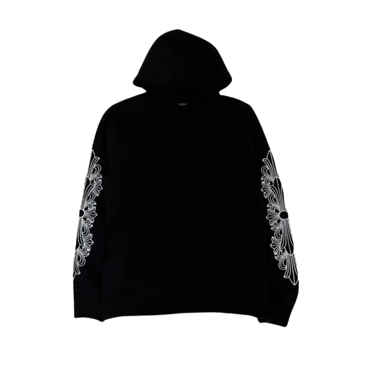 Chrome Hearts Cashmere Embroidered Floral Sleeve Hoodie (BLACK)