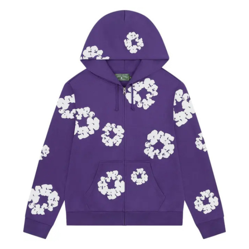 Denim Tears Cotton Wreath Zip Up Hoodie (PURPLE)