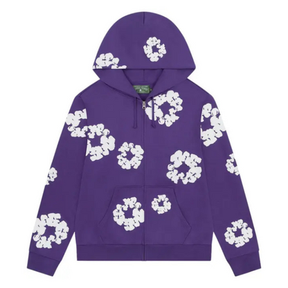 Denim Tears Cotton Wreath Zip Up Hoodie (PURPLE)
