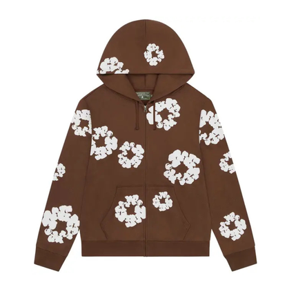 Denim Tears Cotton Wreath Zip Up Hoodie (BROWN)