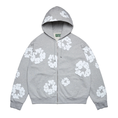 Denim Tears Cotton Wreath Zip Up Hoodie (GREY)