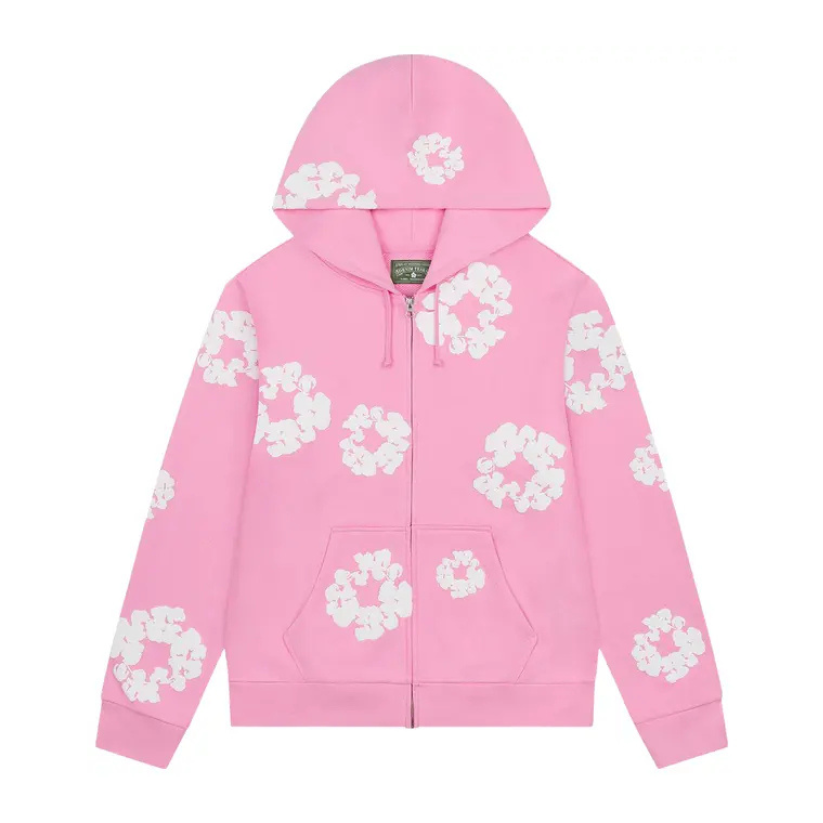 Denim Tears Cotton Wreath Zip Up Hoodie (PINK)