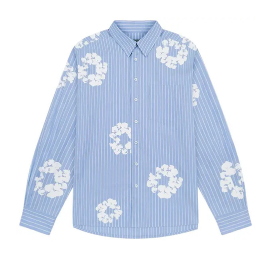Denim Tears Cotton Wreath Oxford Shirt (BLUE)