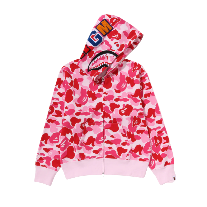 BAPE ABC Camo Shark Full Zip Hoodie (PINK) LADIES