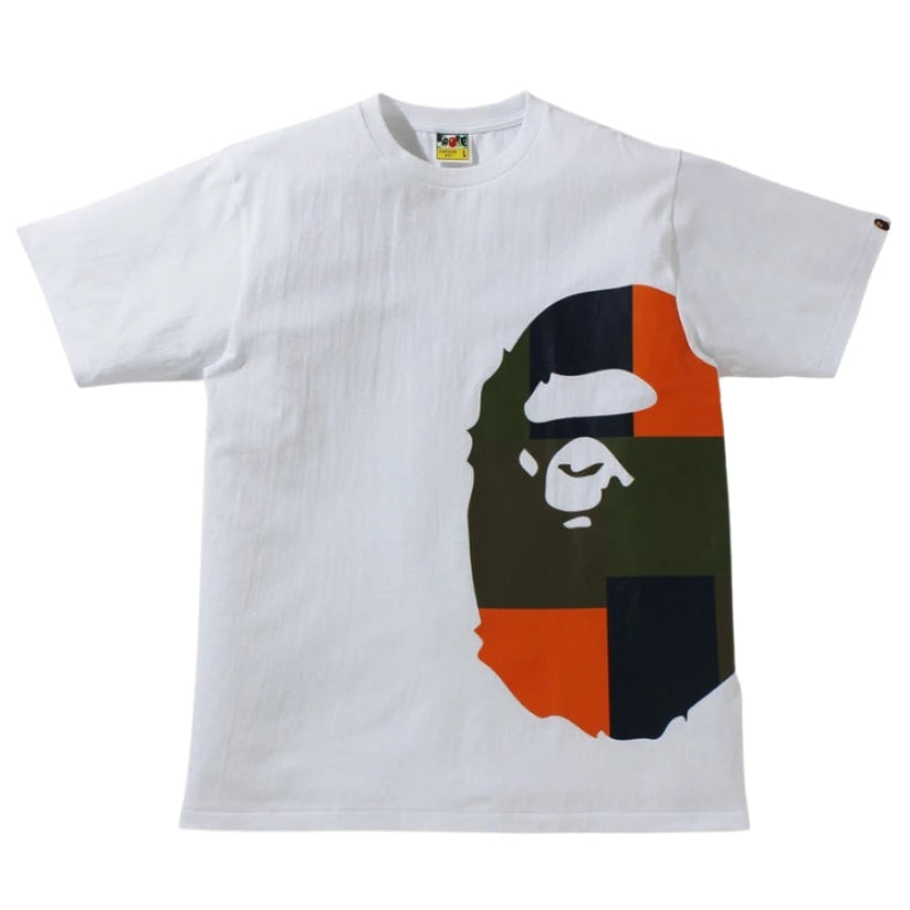 BAPE 撞色拼接大猿人头T恤 (白色/橙色)