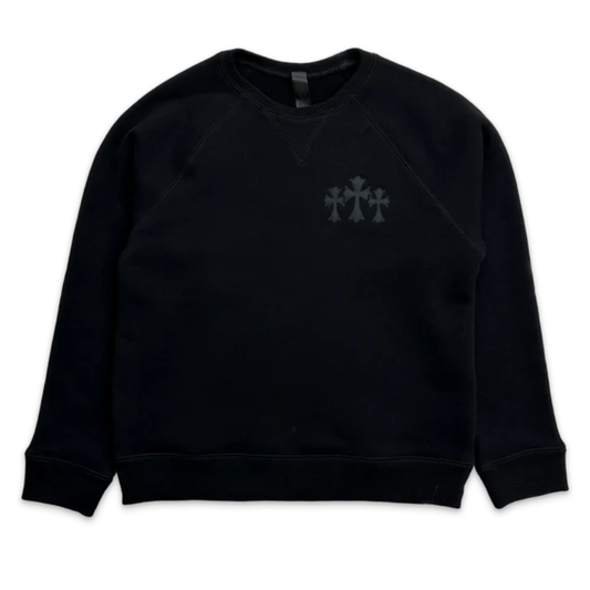 Chrome Hearts Triple Cross Nylon CH Logo 7/11 Crewneck Sweatshirt (BLACK)