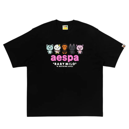BAPE X aespa Baby Milo Relaxed Fit Tee (BLACK)