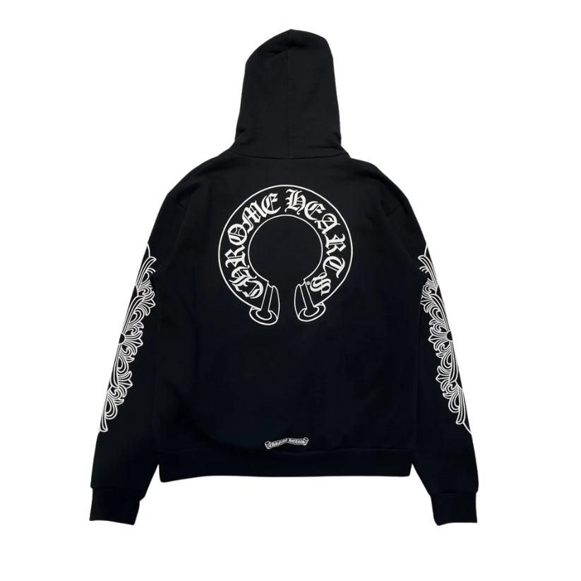 Chrome Hearts Horseshoe Floral Hoodie (BLACK)