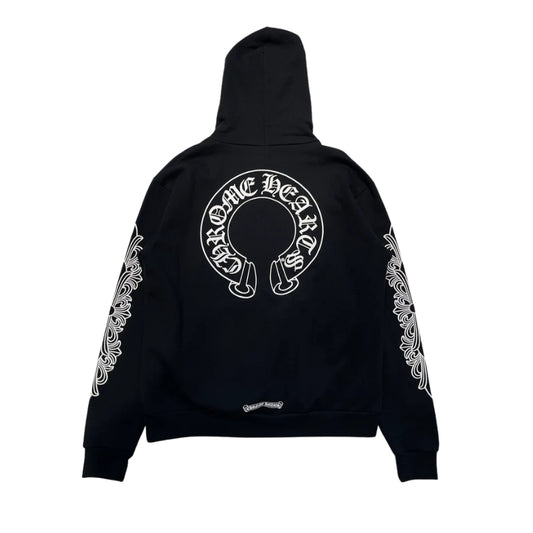Chrome Hearts Horseshoe Floral Hoodie (BLACK)