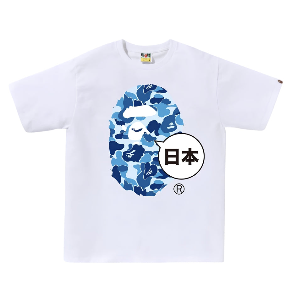 BAPE ABC Camo Japan Big Ape Head Tee (WHITE/BLUE)
