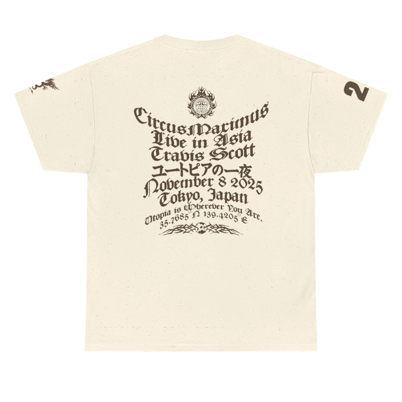 Travis Scott Merch Asia Tour 2025 Maximus In Tokyo Tee (WHITE)