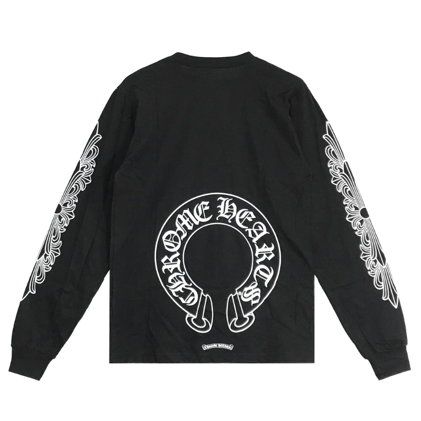 Chrome Hearts Floral Horseshoe L/S T-Shirt (BLACK)