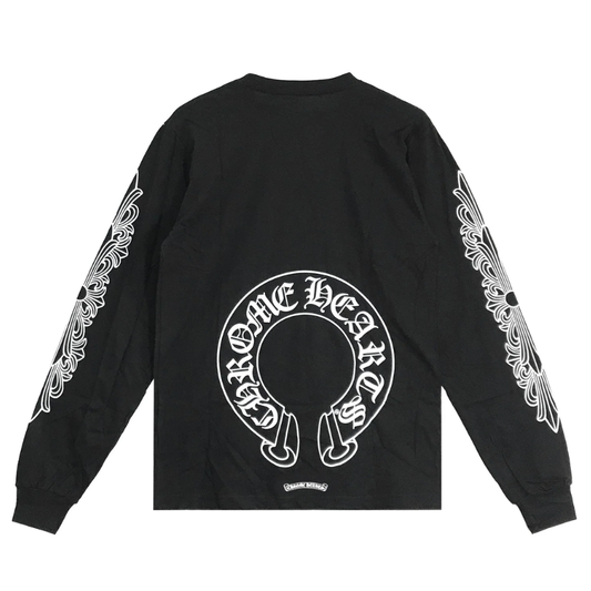 Chrome Hearts Floral Horseshoe L/S T-Shirt (BLACK)
